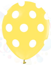 Sar zemine beyaz Puantiyeli baskl 12 inc balon